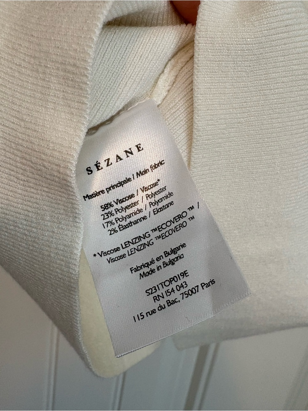 Sézane Luna top in ecru square neckline with scalloped edges size XS - Picture 6 of 6
